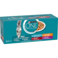 PURINA ONE Adult Mini falatkák báránnyal, csirkével, marhahússal, tengeri halakkal 40x85g