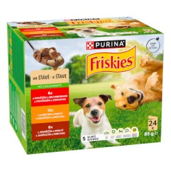 FRISKIES dog Adult multipack s hovězím, s kuřetem a jehněčím ve šťávě 24x85g