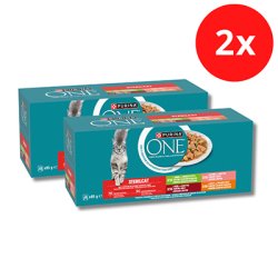 PURINA ONE Multipack Sterilcat mini filetky s hovädzím, kuraťom, lososom, morkou v šťave 2x 40x85g