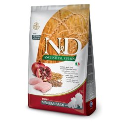 N&D Dog AG Puppy Medium & Maxi Csirke, Tönköly, Zab és Gránátalma