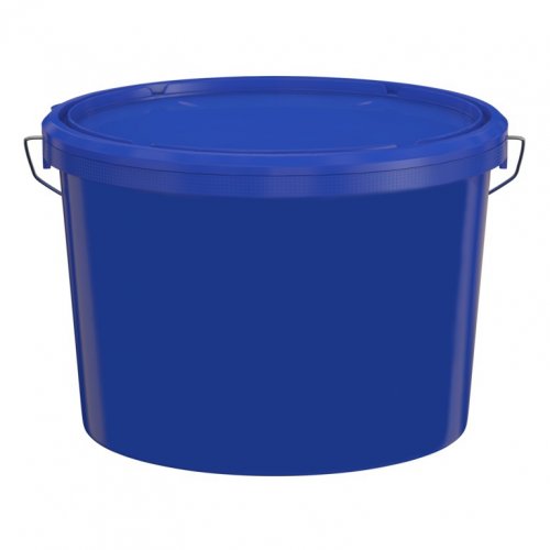 Plastic blue bucket with lid