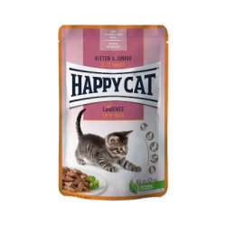 HAPPY CAT alutasak Kitten & Junior Land-Kacsa 85g