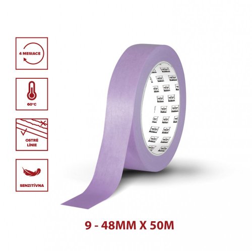 Rebbon® Sensitive | bandă de mascare - Lungime: 50 m, Lăţime: 24 mm