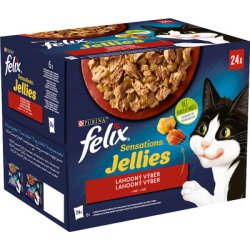 FELIX Sensations Jellies výběr v ochuceném želé hovězí / kuře / kachna / jehně 24x85g