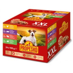 PROPESKO Dog kapsičky kousky v omáčce kuře, hovězí, krůtí, jehně 24x100g