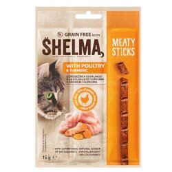 SHELMA Fleischsticks mit Geflügel und Kurkuma 15g