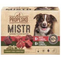 PROPESKO Mistr dog kapsičky s hovězím a zvěřinou v omáčce 12x85g
