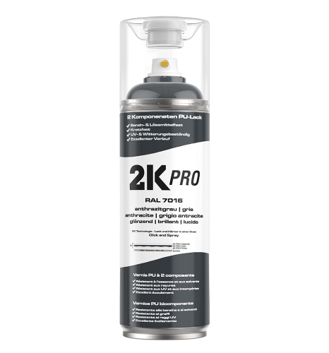 2K-Pro PU Lack Anthrazitgrau | RAL 7016 glanz - Farbtöne: RAL7016 - Anthrazitgrau, Verpackung: 400ml