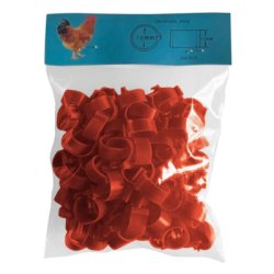 Vörös záras baromfi lábgyűrűk, 10 db