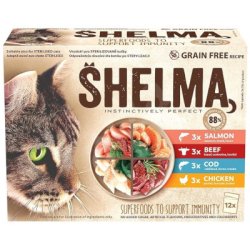 SHELMA Beutel Rind, Geflügel, Lachs, Schellfisch 12x85g