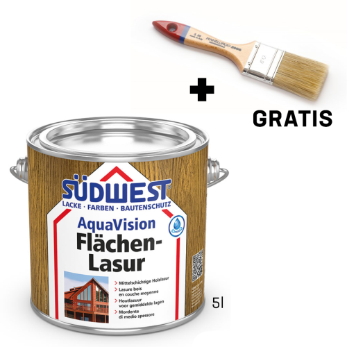 Lazură universală pentru lemn SÜDWEST AquaVision® Flächen-Lasur - Nuanțe de culoare: 8921 borovica, Ambalare: 5l