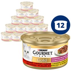 GOURMET Gold Double Pleasure marhával és csirkével 12x85g