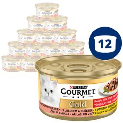 GOURMET Gold falatok szószban lazaccal és csirkével 12x85