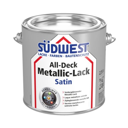 Metallic-Seidenglanzlack SÜDWEST All-Deck® Metallic-Lack Satin - Farbtöne: MET0900 - arktiksilber, Verpackung: 0,75l