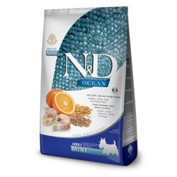 N&D kutyatáp Ocean Adult Mini tőkehal, tönköly, zab és narancs