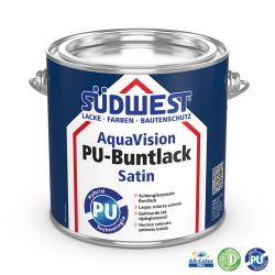 Színezhető selyemfényű vízzel hígítható festék SÜDWEST AquaVision® PU-Buntlack Satin