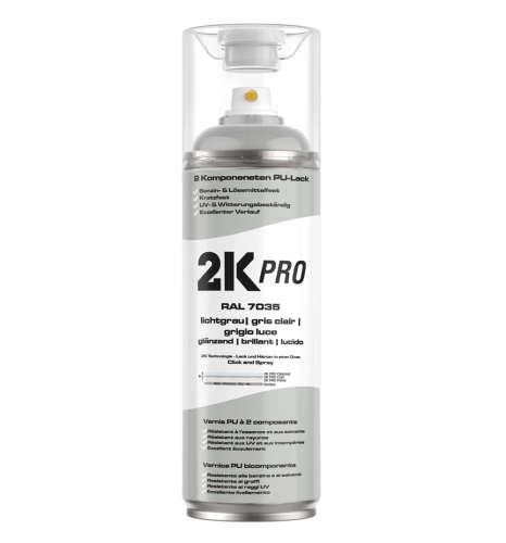 2K-PRO PU two-component polyurethane spray paint | RAL 7035 light gray, glossy