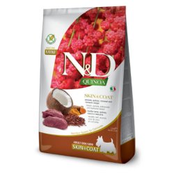 N&D dog QUINOA (GF) adult mini, skin & coat, jelenina i kokos 2,5kg