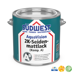 Tartós, kétkomponensű lakk különféle felületekre SÜDWEST AquaVision® 2K-Seiden-mattlack (A komponens)