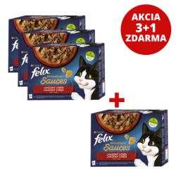 AKCIA 3+1 FELIX Sensation Sauces výber v omáčke morka/kačka/jahňa/hovädzie 12 x 85g