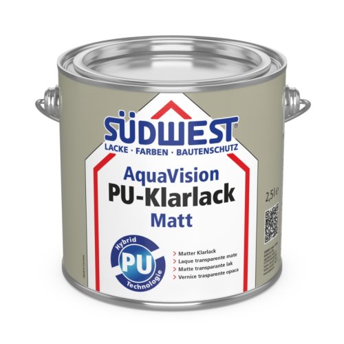 Transparentný ochranný lak na drevo SÜDWEST AquaVision PU-Klarlack Matt