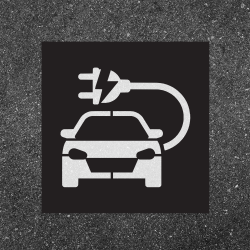 Šablóna pre vodorovné dopravné značenie ELEKTROMOBIL/NABÍJACIA STANICA