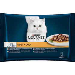 GOURMET Perle Multipack DUO mäsový výber hovädzie / kuracie 4x85g