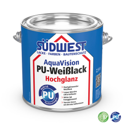 Vysocelesklá bílá barva SÜDWEST AquaVision® PU-Weißlack Hochglanz