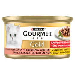 GOURMET Gold kúsky v šťave s lososom a kuraťom 85g