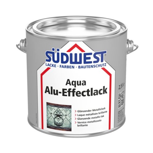 Metallic-Lack SÜDWEST Aqua Alu-Effektlack - Farbtöne: 9318 brilliant-silber, Verpackung: 2,5l