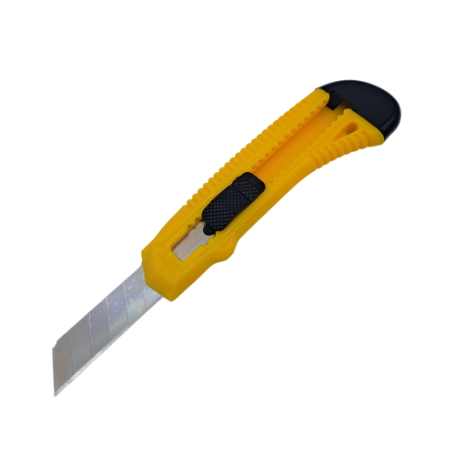 Cuțit cu lamă detașabilă, cu șină de ghidare din plastic și blocare a lamei, 18 mm