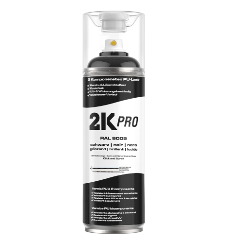 2K-PRO PU Zweikomponentenfarbe im Spray | RAL 9005 Schwarz, glänzend